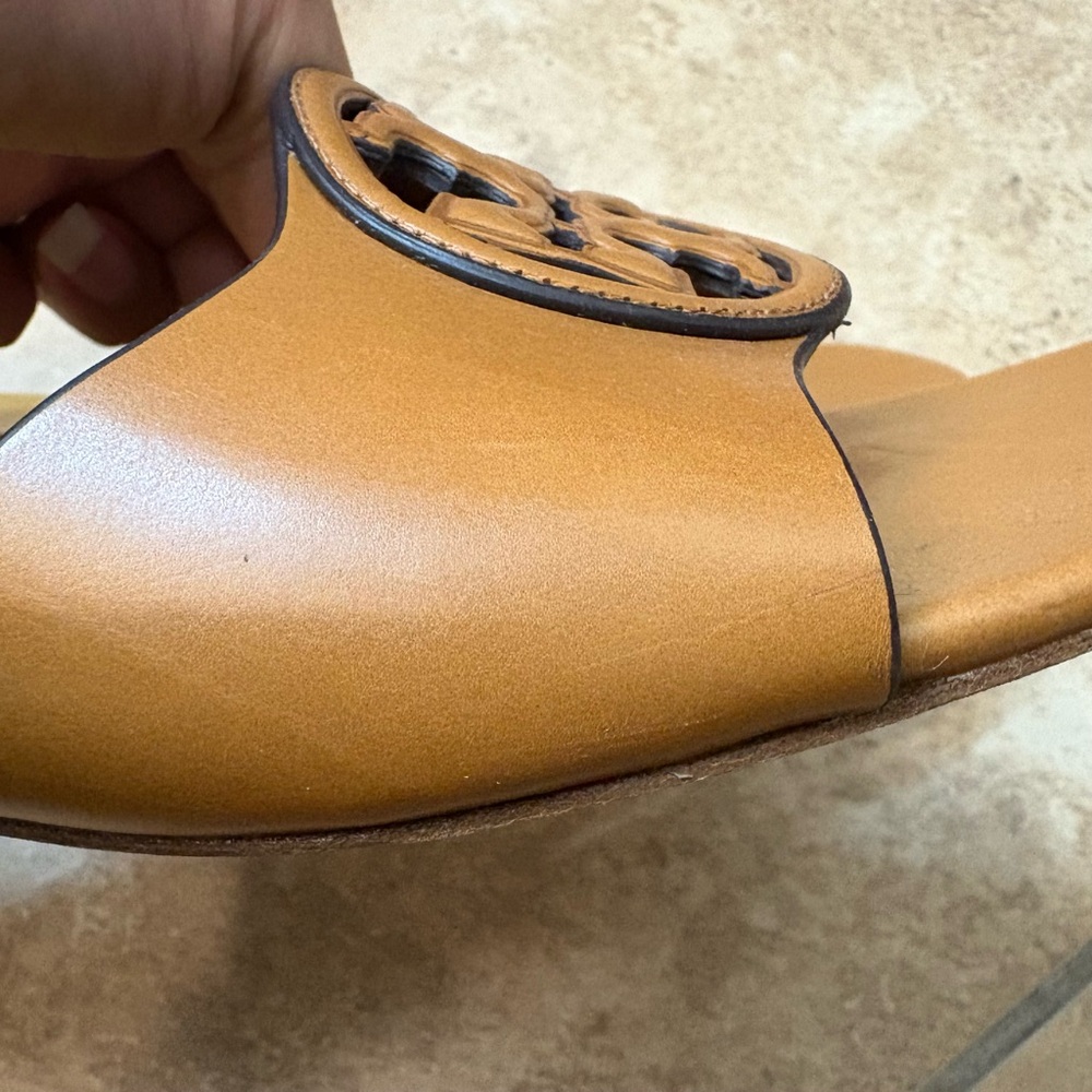 Tory Burch Bombe Miller Slide Sandals Brown Leather Size 9 - Picture 5 of 12